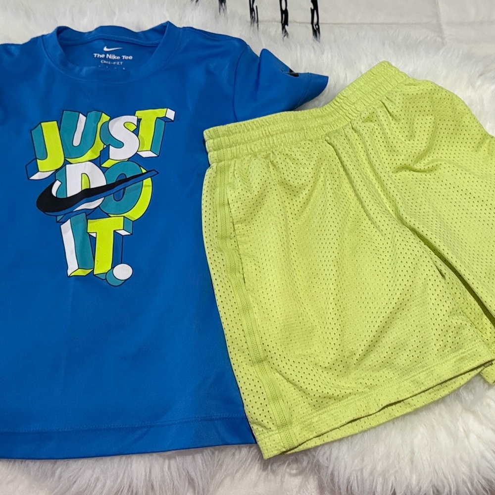 Nike Blue Tee and Neon Shorts Set